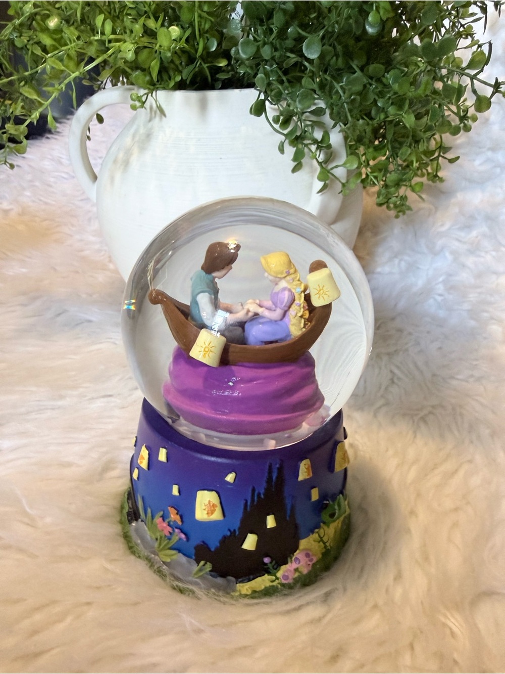 Kurt Adler Purple Lantern Boat Snow Globe